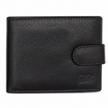 Men’s Genuine Leather Bifold Wallet with Snap Closure – Premium Black Leather Wallet for Men