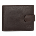 Men’s Genuine Leather Bifold Wallet – Dark Brown Classic Wallet with Snap Closure, Multiple Card Slots & Large Capacity