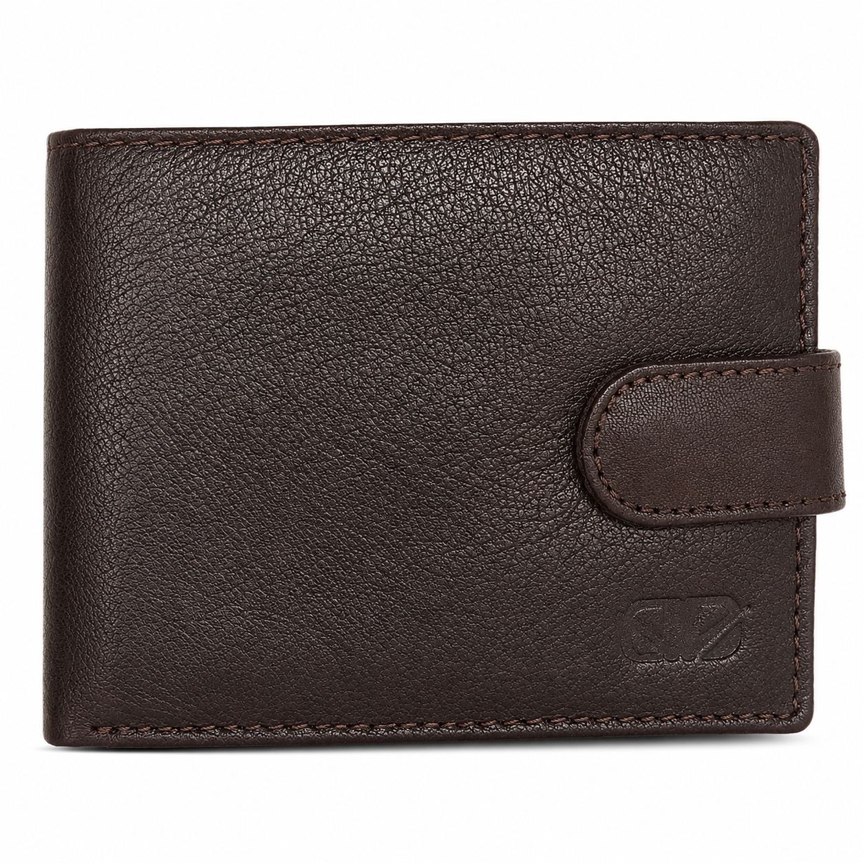 Men’s Genuine Leather Bifold Wallet – Dark Brown Classic Wallet with Snap Closure, Multiple Card Slots & Large Capacity