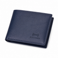 Men’s Genuine Leather RFID Blocking Bifold Wallet with ID Window, Coin Pocket & Multiple Card Slots – Navy Blue