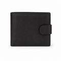Men’s Genuine Leather Bifold Wallet with ID Window, Zipper Coin Pocket & Snap Closure – Black Large Capacity Wallet for Me