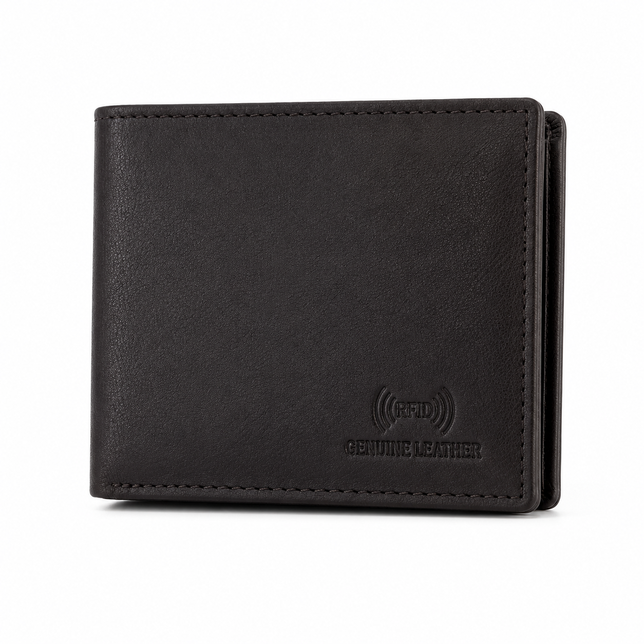 Men’s Genuine Leather RFID Bifold Wallet with Coin Pocket & Multiple Card Slots – Slim Black Leather Wallet for Men