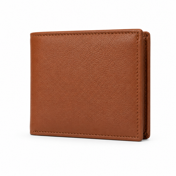 Men’s Genuine Leather Bifold Wallet with RFID Blocking, Coin Pocket & Multiple Card Slots – Brown Leather Wallet for Men