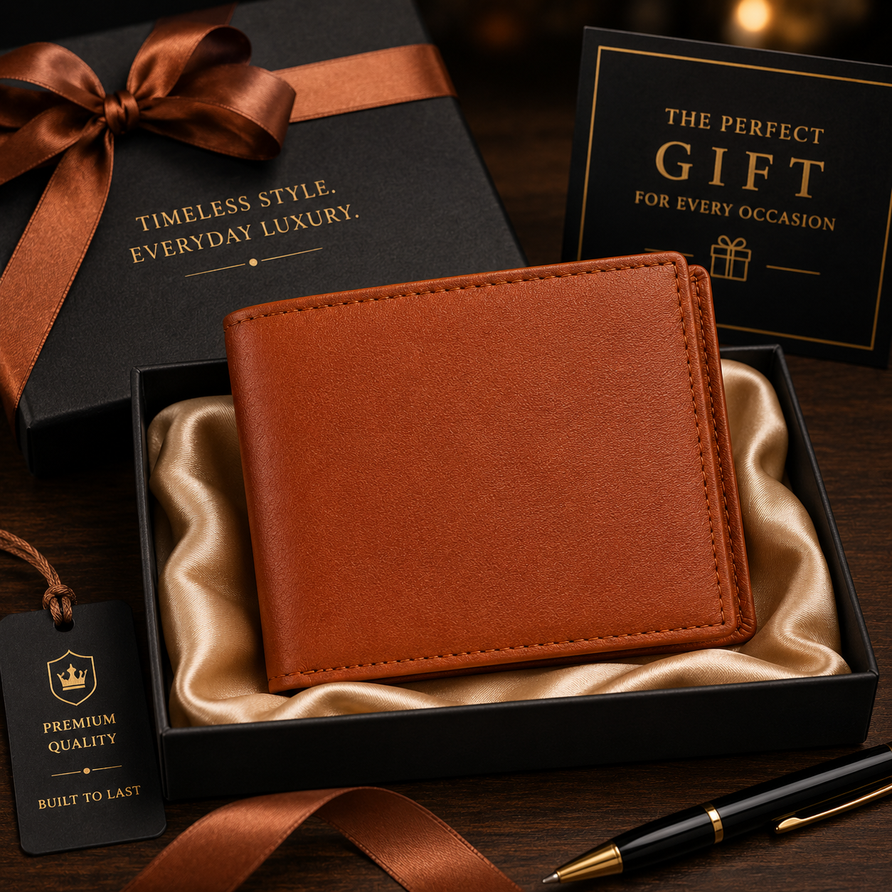 Men’s Genuine Leather RFID Bifold Wallet – Brown Leather Wallet for Men with Zipper Coin Pocket, Multiple Card Slots & Large Capacity