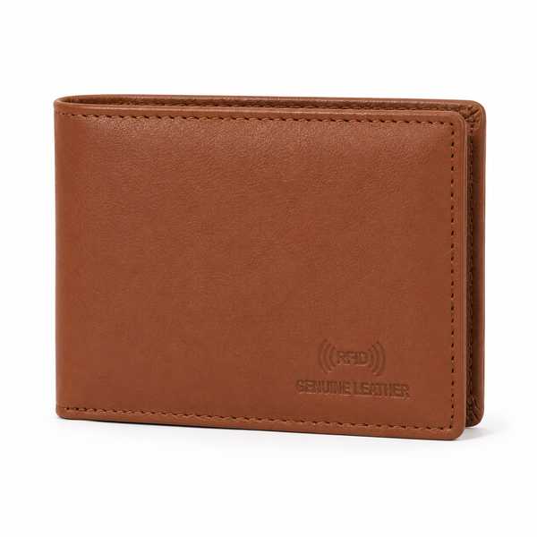 Men’s Genuine Leather Bifold Wallet with RFID Blocking, Coin Pocket & Multiple Card Slots – Brown Leather Wallet for Men