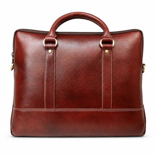 Luxcariiy Cognac Brown Genuine Leather Laptop Bag for Men – Professional Business Briefcase & Work Bag