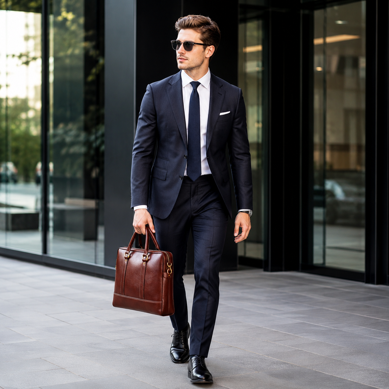 Luxcariiy Cognac Brown Genuine Leather Laptop Bag for Men – Professional Business Briefcase & Work Bag
