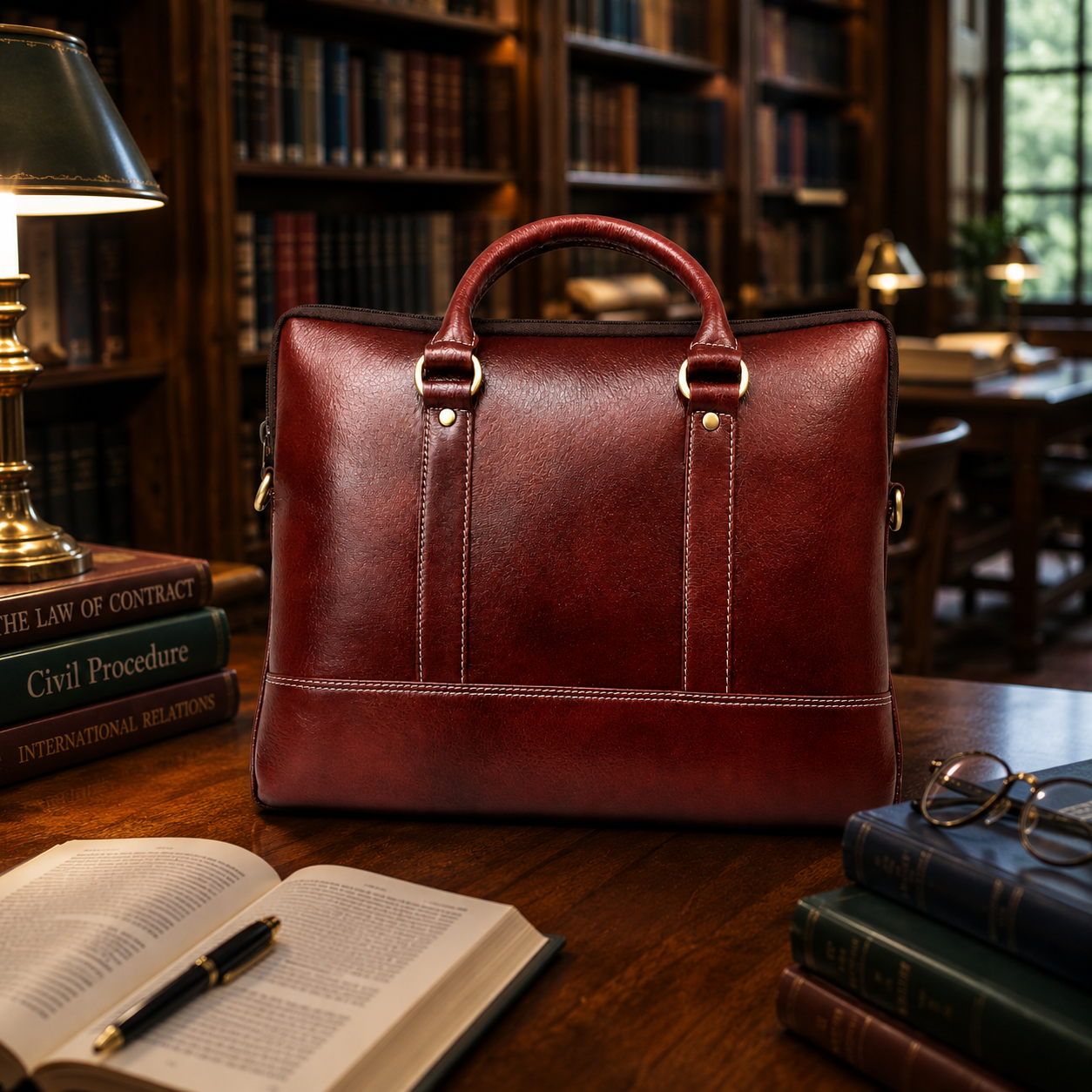 Luxcariiy Cognac Brown Genuine Leather Laptop Bag for Men – Professional Business Briefcase & Work Bag