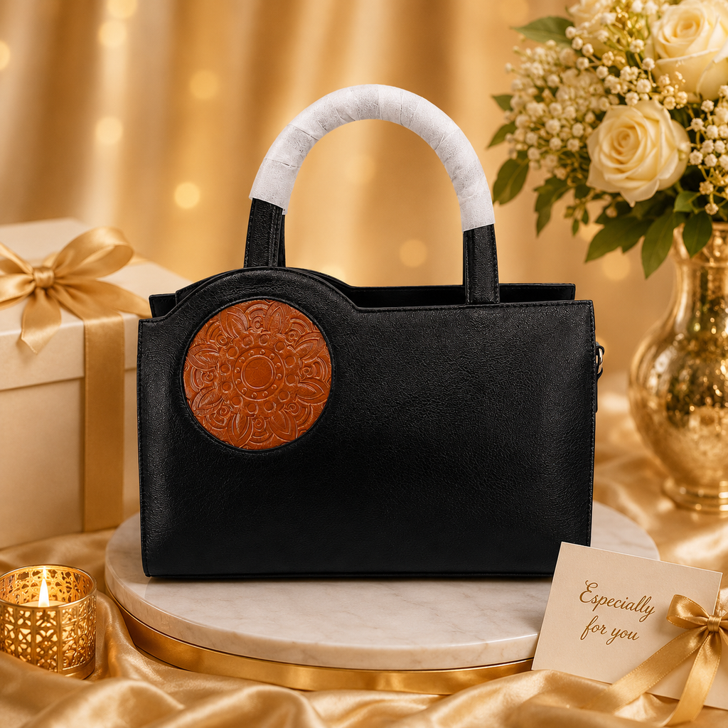 Luxcariiy Black Genuine Leather Tote Bag for Women – Handmade Large Leather Handbag, Top Handle Shoulder Bag for Work, Office, Travel & Everyday Use