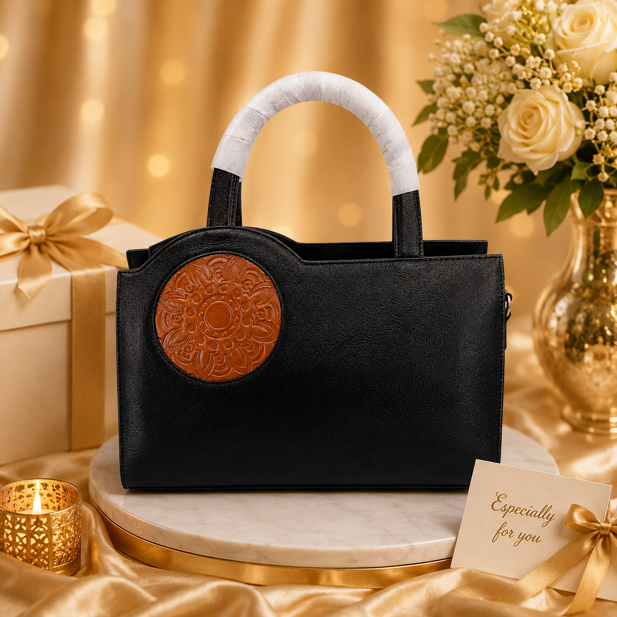 Luxcariiy Black Genuine Leather Tote Bag for Women – Handmade Large Leather Handbag, Top Handle Shoulder Bag for Work, Office, Travel & Everyday Use