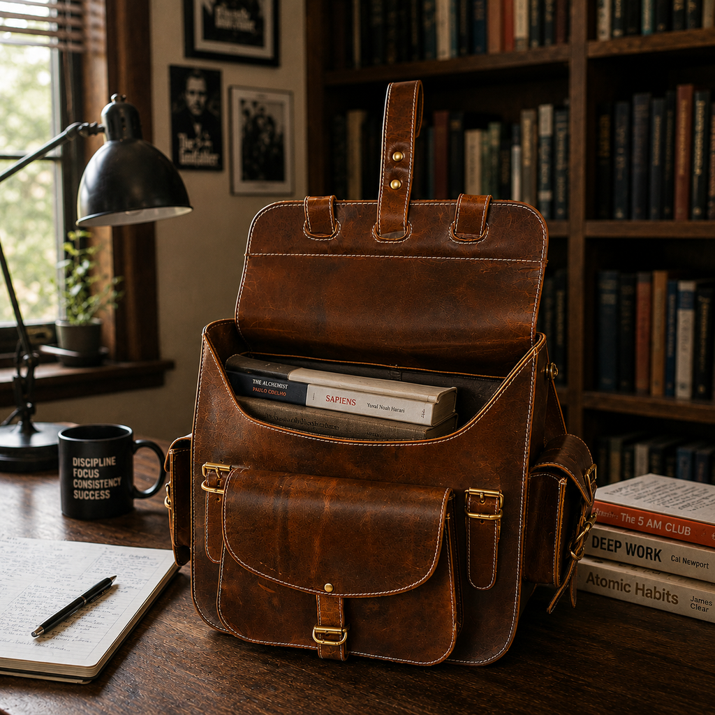 LUXCARIIY Vintage Dark Brown Genuine Leather Backpack for Men & Women – Large Capacity Multi Pocket Travel, Work & Everyday Rucksack