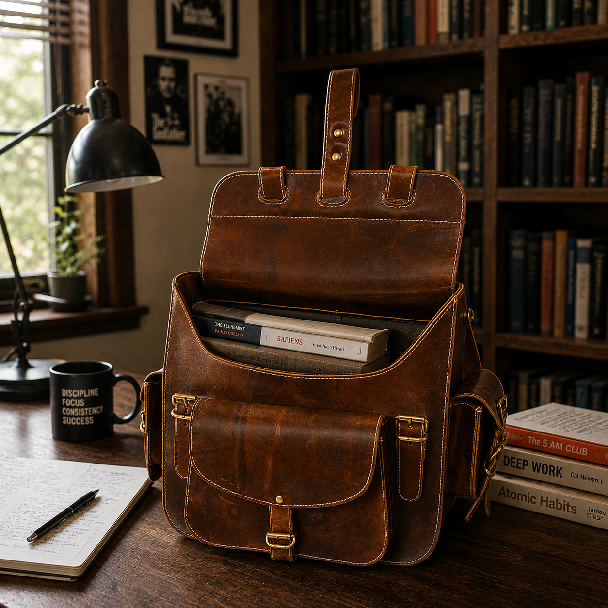 LUXCARIIY Vintage Dark Brown Genuine Leather Backpack for Men & Women – Large Capacity Multi Pocket Travel, Work & Everyday Rucksack