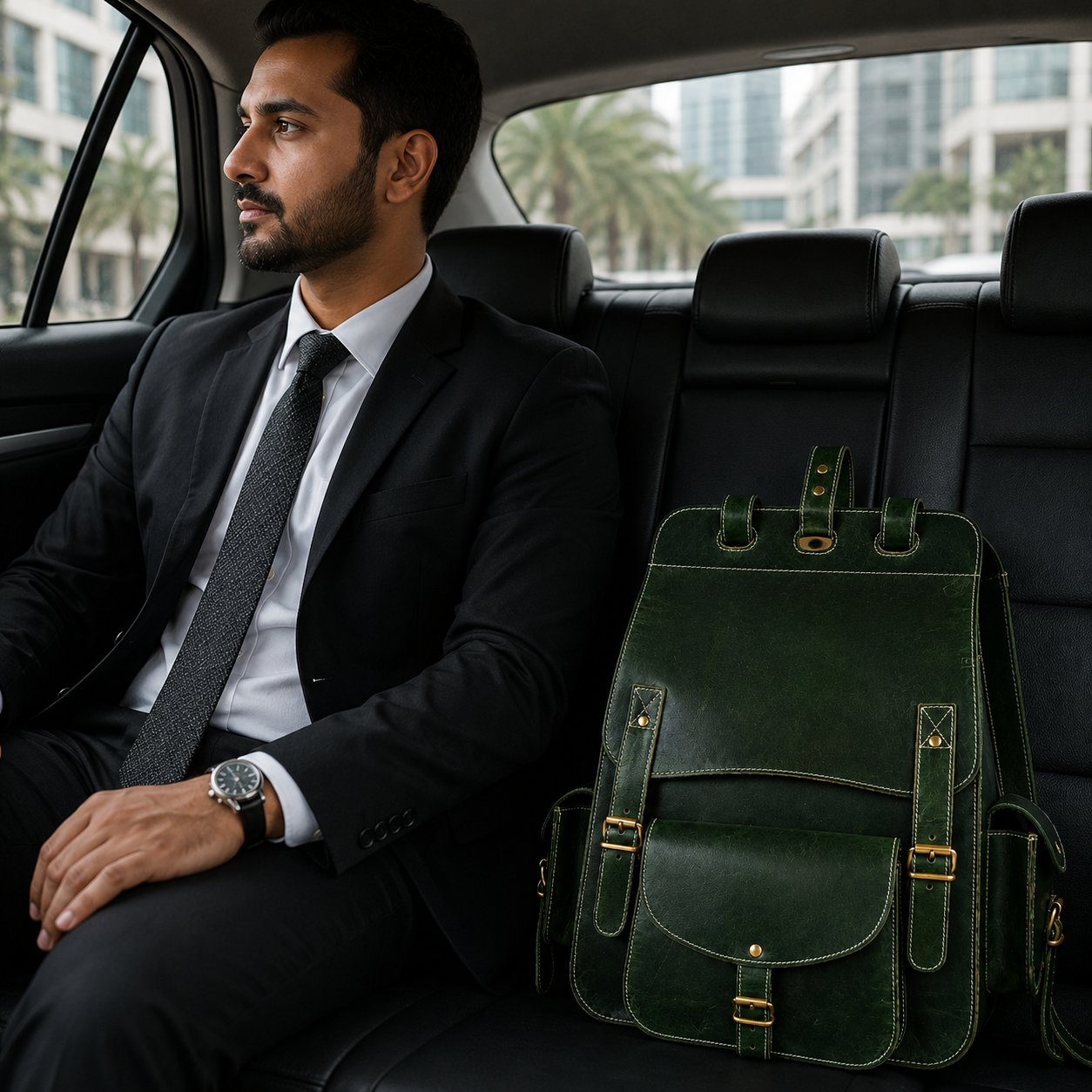 Luxcariiy Dark Green Genuine Leather Backpack for Men & Women – Vintage Large Capacity Multi Pocket Travel, Work & Business Rucksack
