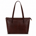 Luxcariiy Genuine Leather Tote Bag for Women – Large Dark Brown Zippered Shoulder Handbag, Spacious Leather Work, Office, Travel & Everyday Bag