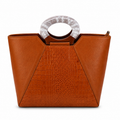 Luxcariiy Brown Genuine Leather Tote Bag for Women – Large Structured Leather Handbag, Crocodile Embossed Top Handle Purse, Luxury Everyday Work & Travel Bag