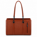 Luxcariiy Women’s Genuine Leather Tote Bag – Brown Large Leather Handbag, Structured Shoulder Bag with Zipper Pocket for Work, Office, Travel & Everyday Use