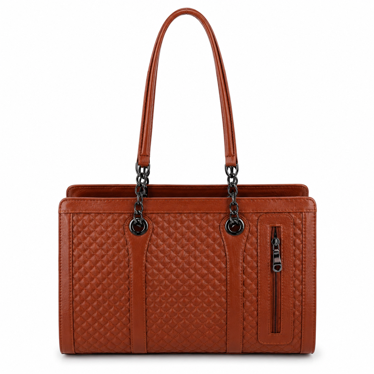 Luxcariiy Women’s Genuine Leather Tote Bag – Brown Large Leather Handbag, Structured Shoulder Bag with Zipper Pocket for Work, Office, Travel & Everyday Use