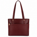 Luxcariiy Women’s Genuine Leather Tote Bag – Large Burgundy Leather Work, Laptop & Shoulder Bag with Zipper Pocket