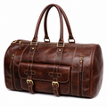 Luxcariiy Brown Genuine Leather Duffle Bag for Men & Women – Large Handmade Leather Travel Weekender Duffel Bag with Multiple Pockets & Shoulder Strap