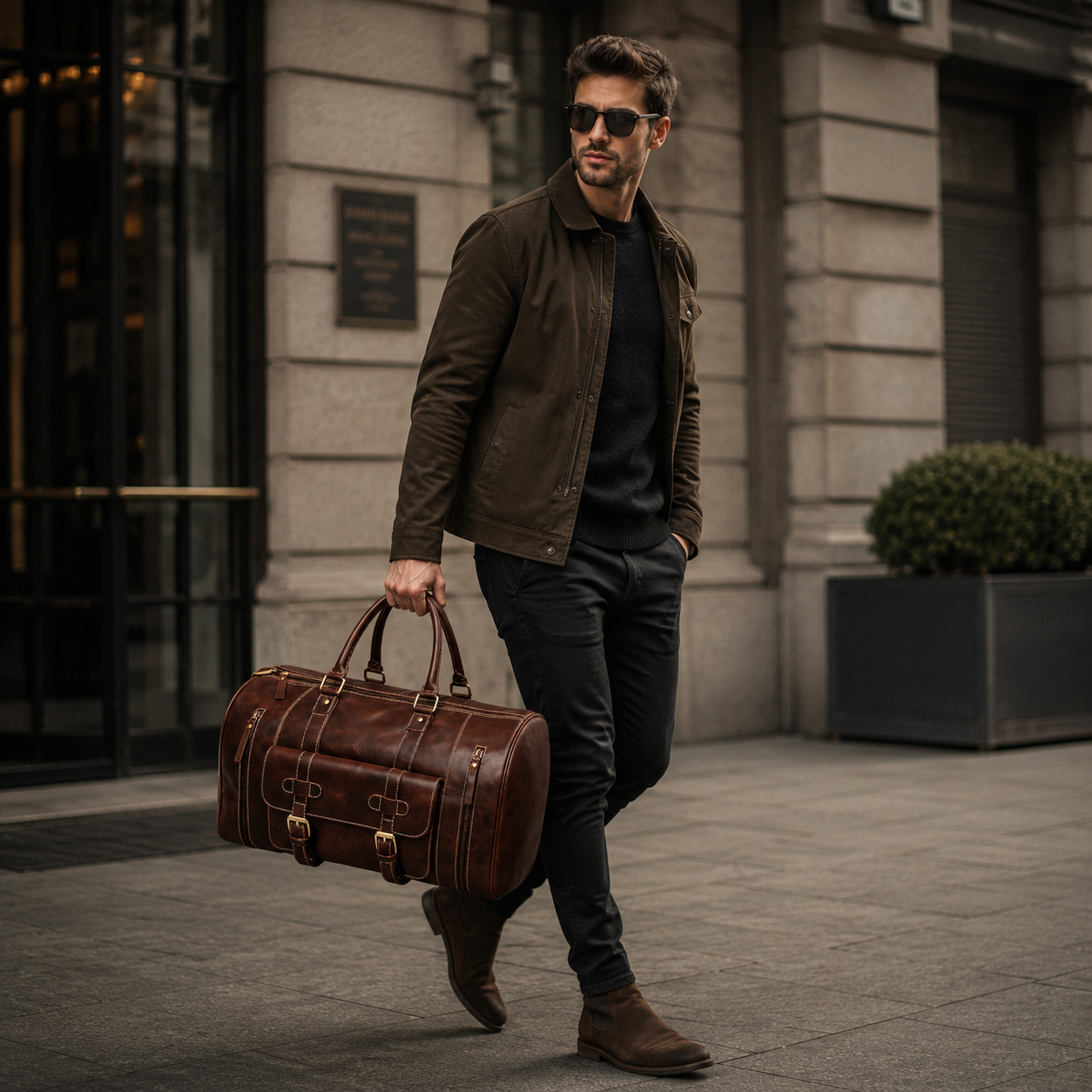 Luxcariiy Brown Genuine Leather Duffle Bag for Men & Women – Large Handmade Leather Travel Weekender Duffel Bag with Multiple Pockets & Shoulder Strap