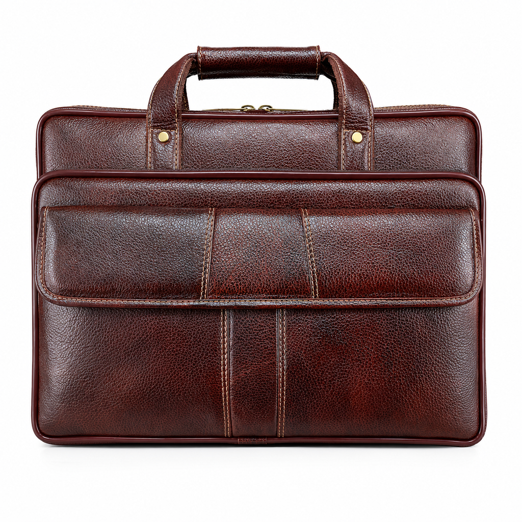 Luxcariiy Genuine Leather Laptop Bag for Men – Dark Brown Professional Business Briefcase, Executive Work & Travel Office Bag