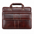 Luxcariiy Genuine Leather Laptop Bag for Men – Dark Brown Professional Business Briefcase, Executive Work & Travel Office Bag