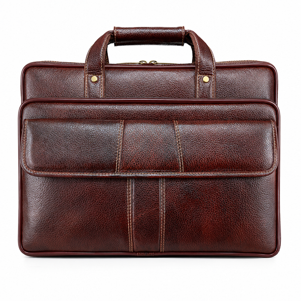 Luxcariiy Genuine Leather Laptop Bag for Men – Dark Brown Professional Business Briefcase, Executive Work & Travel Office Bag