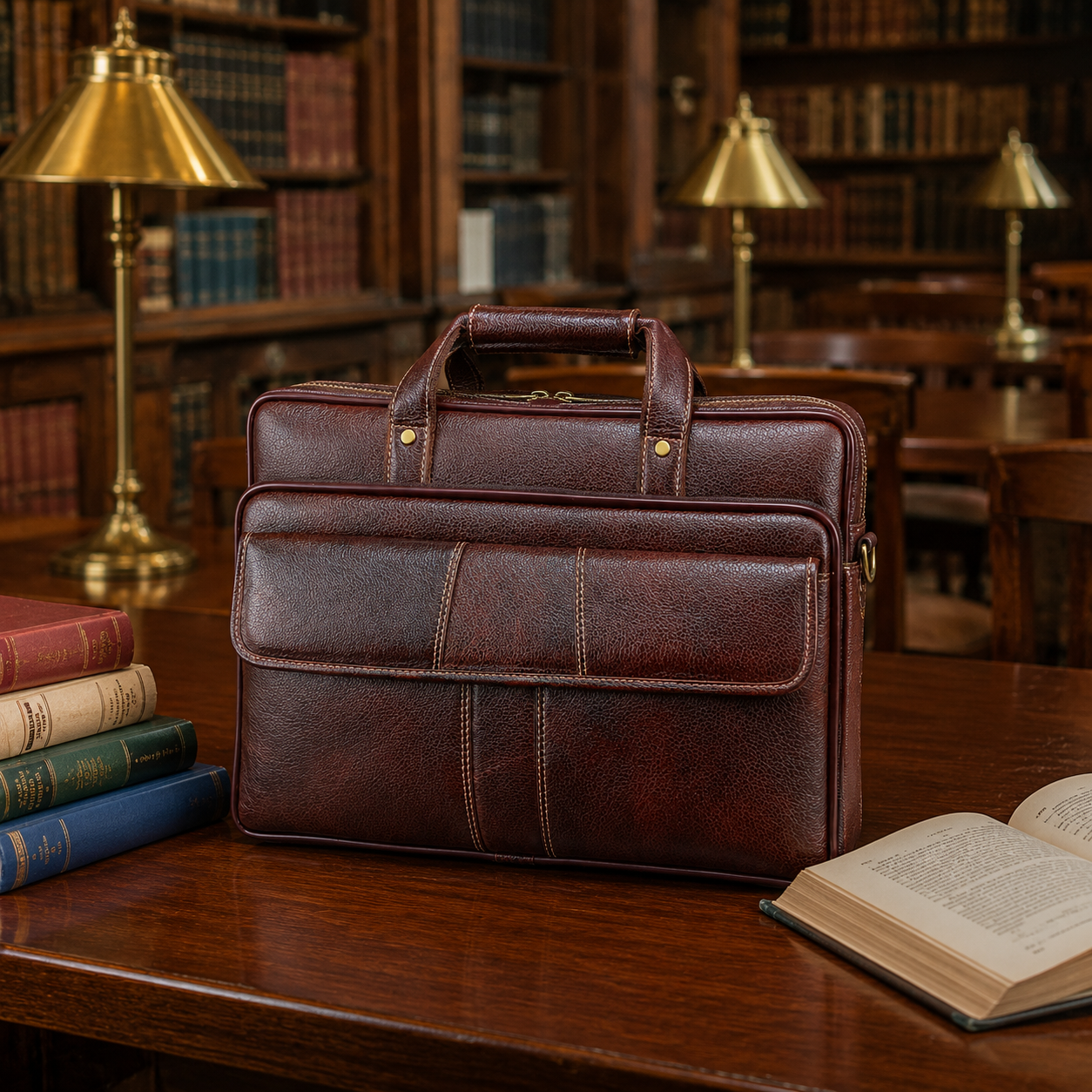Luxcariiy Genuine Leather Laptop Bag for Men – Dark Brown Professional Business Briefcase, Executive Work & Travel Office Bag