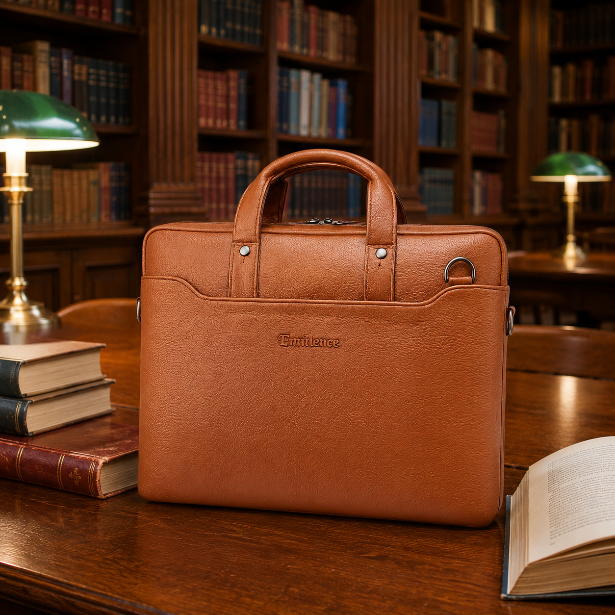 Luxcariiy Tan Brown Genuine Leather Laptop Bag for Men – Professional Business Briefcase, Work & Travel Computer Bag with Multiple Compartments