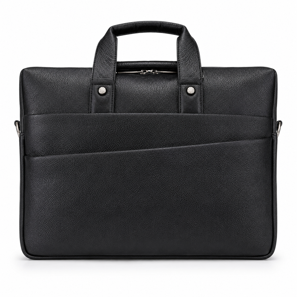 Luxcariiy Black Genuine Leather Laptop Bag for Men – Professional Business Briefcase, Work & Office Computer Bag with Multiple Compartments