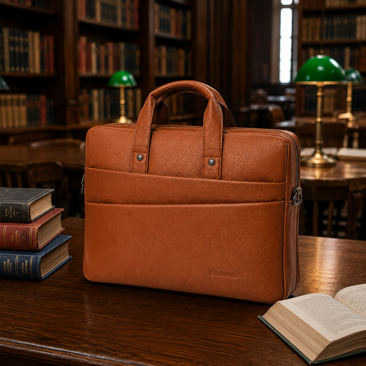 Luxcariiy Cognac Brown Genuine Leather Laptop Bag for Men – Professional Business Briefcase, Work Office & Travel Computer Bag