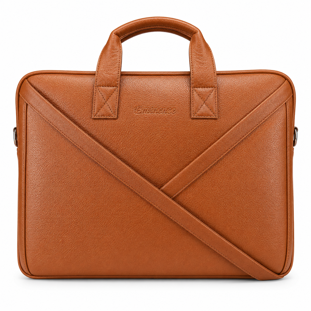 Luxcariiy Eminence Tan Genuine Leather Laptop Bag for Men – 15.6 & 16 Inch Professional Business Briefcase with Padded Laptop Compartment, Premium Office Work Travel Messenger Bag
