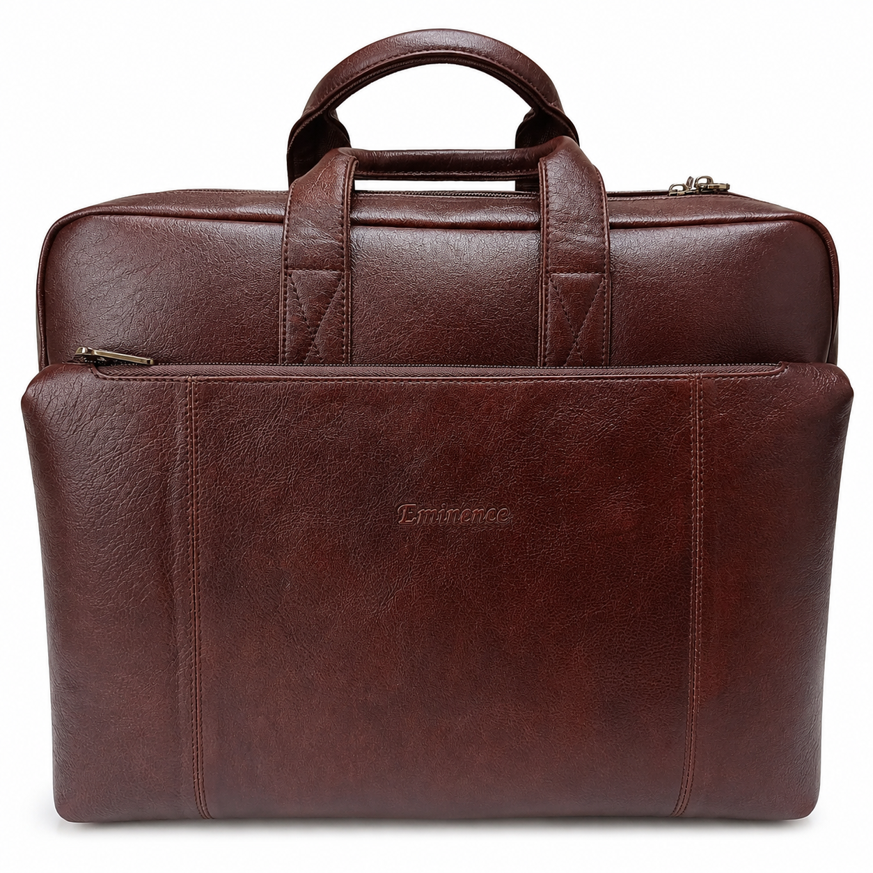Luxcariiy Brown Genuine Leather Laptop Bag for Men – Full Grain Leather Briefcase for 15.6" & 16" Laptop, Premium Business Work Office Travel Messenger Computer Bag with Multiple Compartments