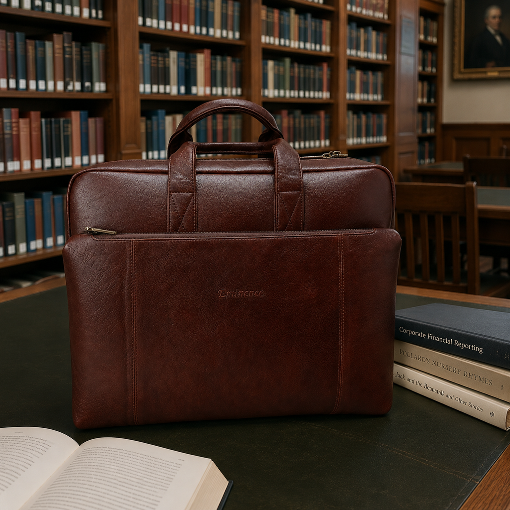 Luxcariiy Brown Genuine Leather Laptop Bag for Men – Full Grain Leather Briefcase for 15.6" & 16" Laptop, Premium Business Work Office Travel Messenger Computer Bag with Multiple Compartments