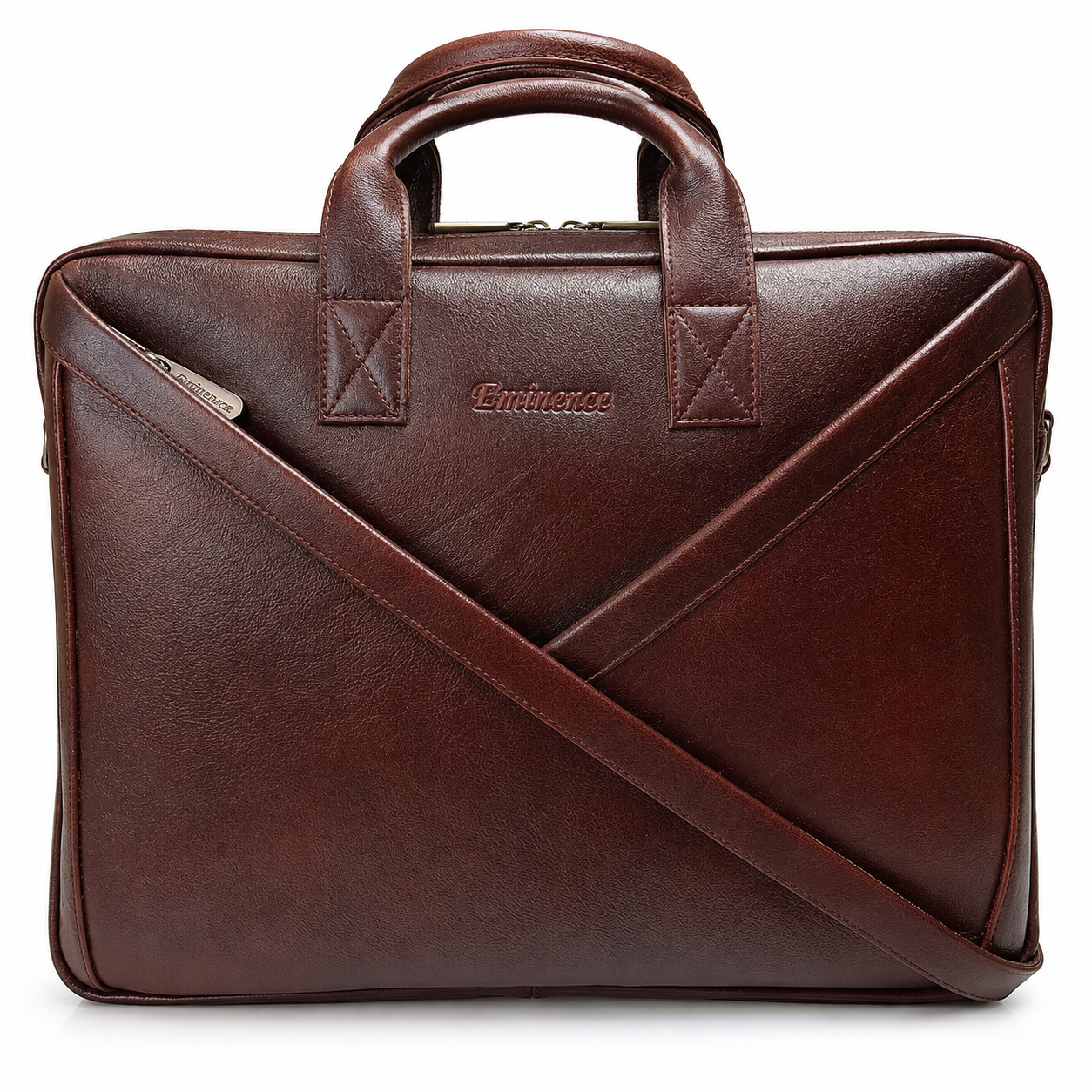 Luxcariiy Eminence Full Grain Leather Laptop Bag for Men – Dark Brown 15.6"/16" Executive Leather Briefcase, Premium Business Work Office Travel Computer Messenger Bag with Padded Laptop Compartment