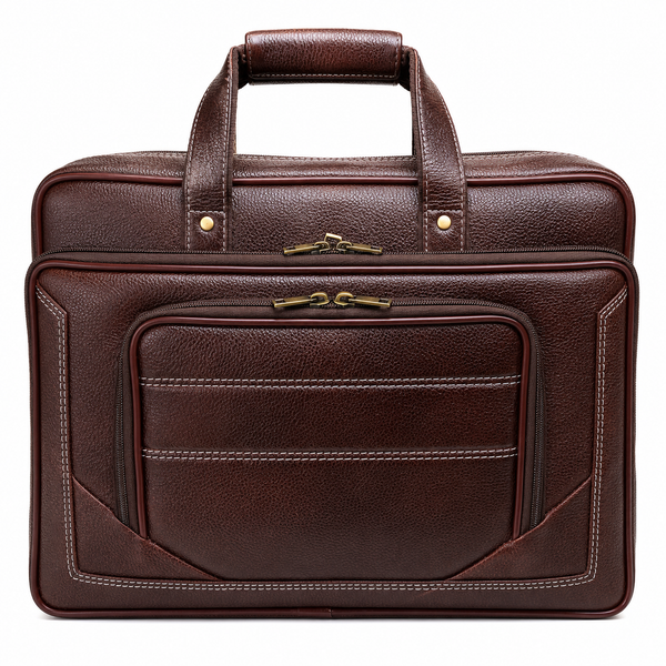 Luxcariiy Dark Brown Genuine Leather Laptop Bag for Men 15.6" & 16" | Full Grain Leather Briefcase, Business Work Office Travel Messenger Bag