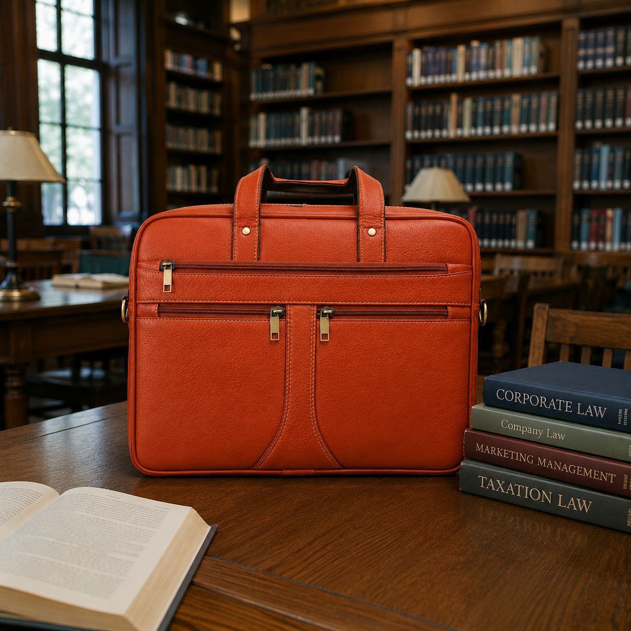 Luxcariiy Cognac Genuine Leather Laptop Bag for Men – Full Grain Leather Laptop Briefcase Fits 15.6" & 16" Laptop, Professional Business Office Work Travel Messenger Bag with Multiple Compartments