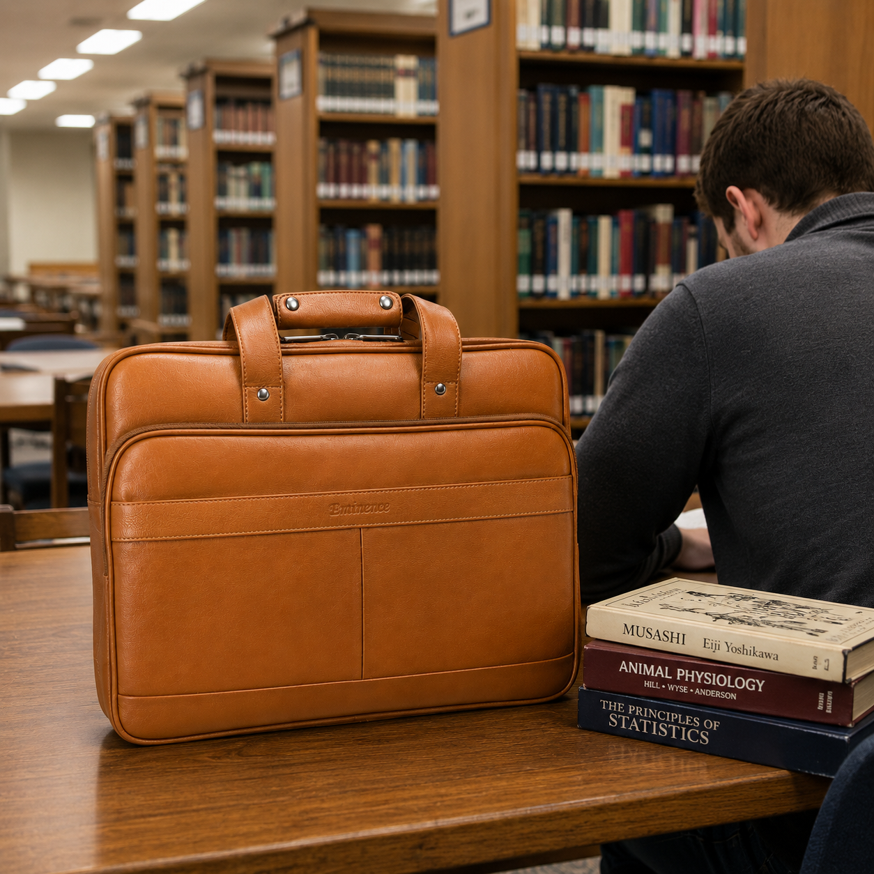 Luxcariiy Men’s Genuine Leather Laptop Bag – Brown Professional Business Briefcase for Work, Office & Travel