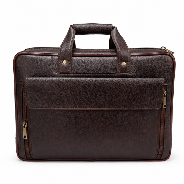 Luxcariiy Dark Brown Genuine Leather Laptop Bag for Men – Professional Business Briefcase, Work & Office Computer Bag with Multiple Compartments