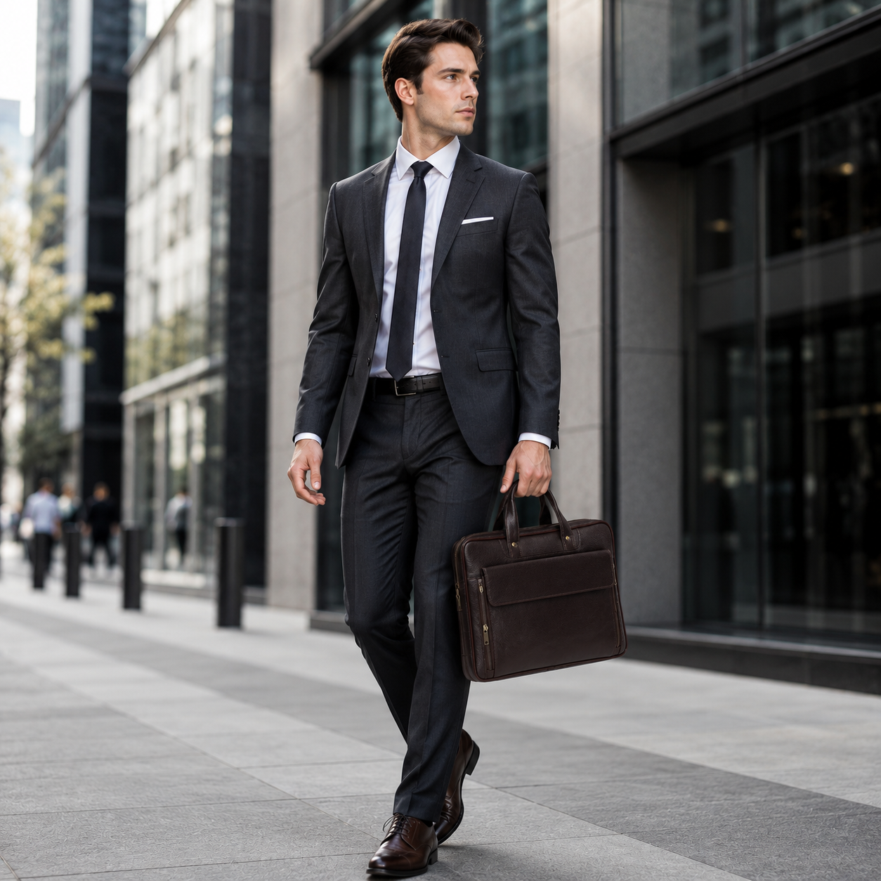 Luxcariiy Dark Brown Genuine Leather Laptop Bag for Men – Professional Business Briefcase, Work & Office Computer Bag with Multiple Compartments