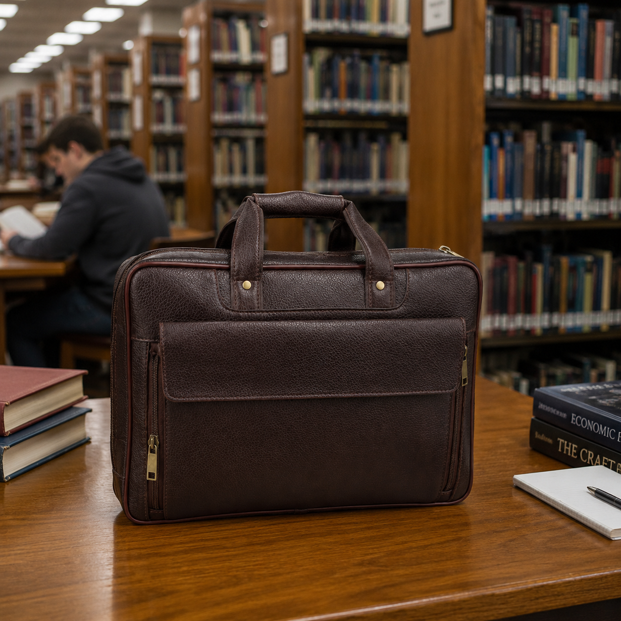 Luxcariiy Dark Brown Genuine Leather Laptop Bag for Men – Professional Business Briefcase, Work & Office Computer Bag with Multiple Compartments