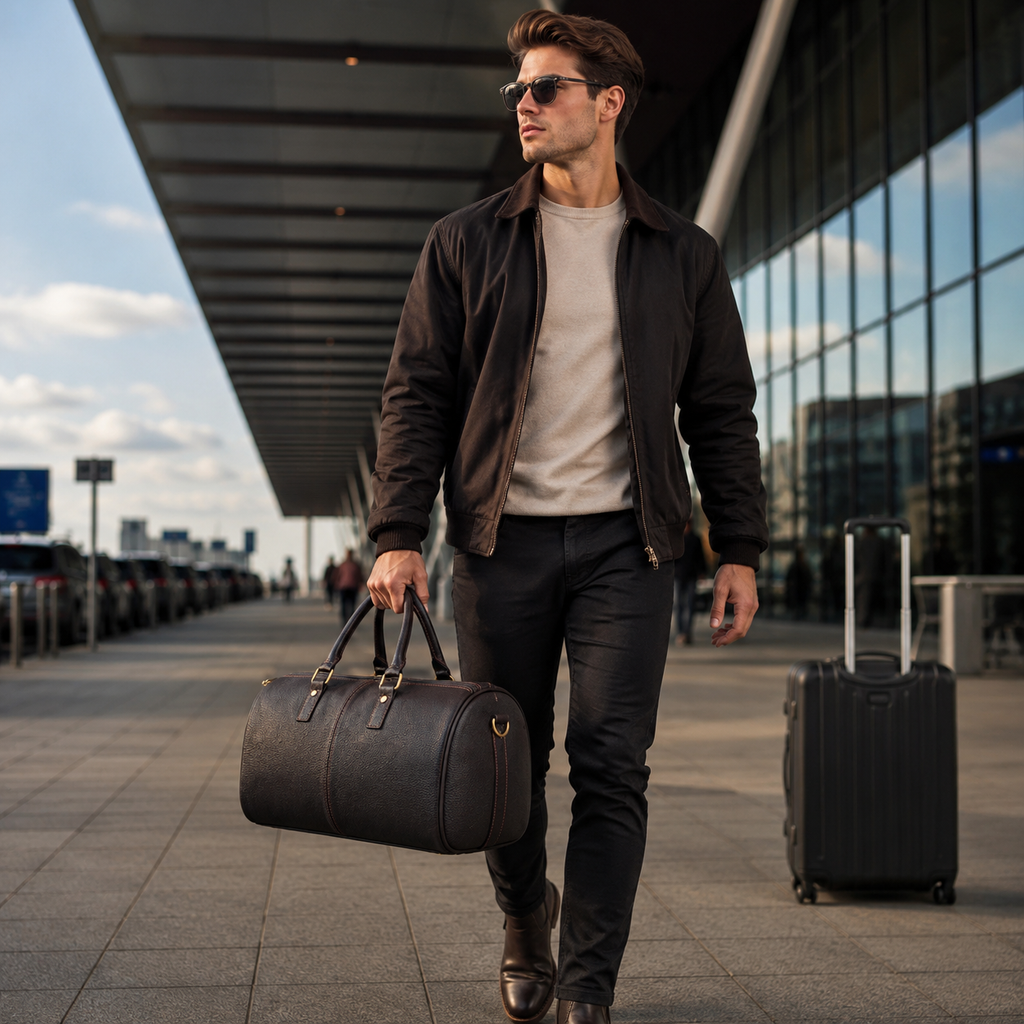 Luxcariiy Genuine Leather Duffle Bag for Men & Women – Premium Large Leather Travel, Weekender, Overnight & Carry On Duffel Bag with Shoulder Strap