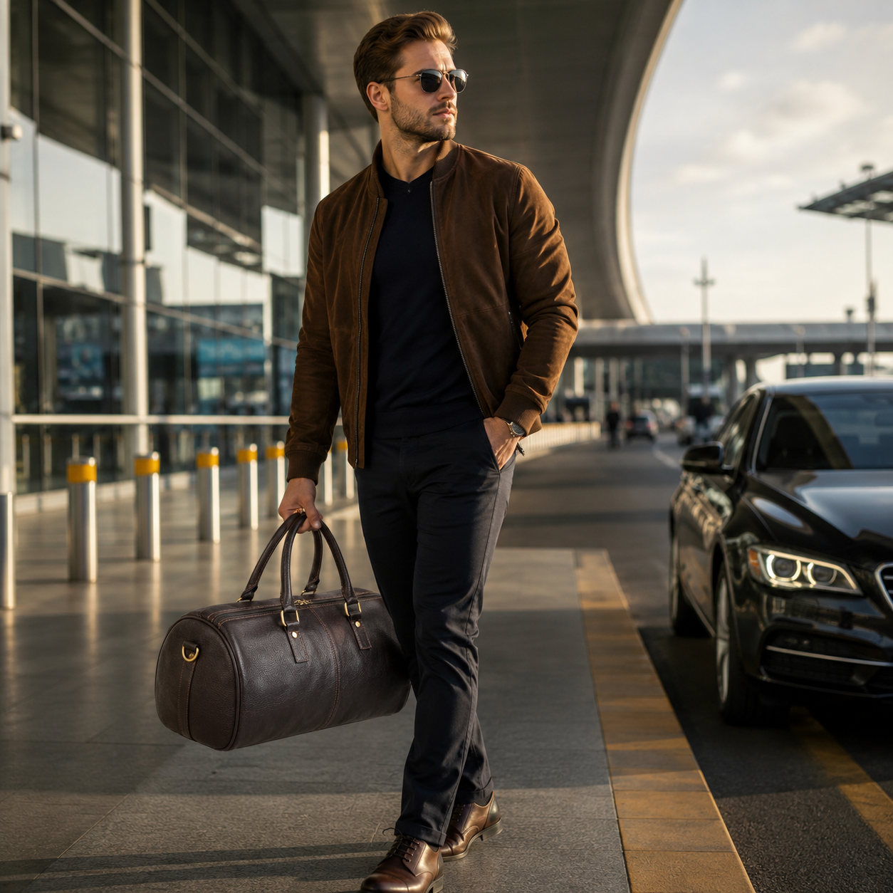 Luxcariiy Genuine Leather Duffle Bag for Men & Women – Premium Large Leather Travel, Weekender, Overnight & Carry On Duffel Bag with Shoulder Strap