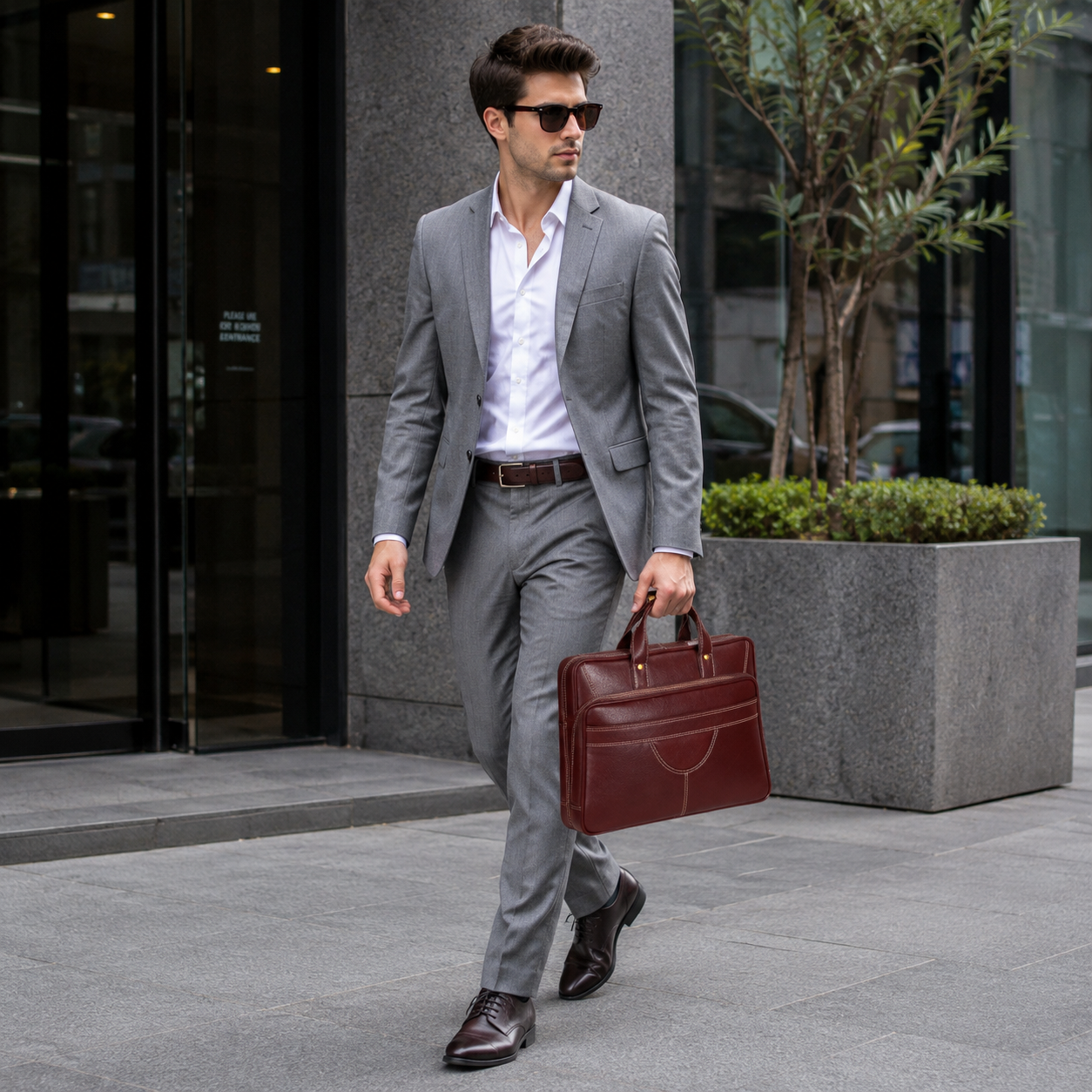 Luxcariiy® Full Grain Leather Laptop Bag for Men – Premium Leather Briefcase for 15.6 & 16 Inch Laptop, Business Office Work Travel Messenger Computer Bag with Padded Laptop Compartment