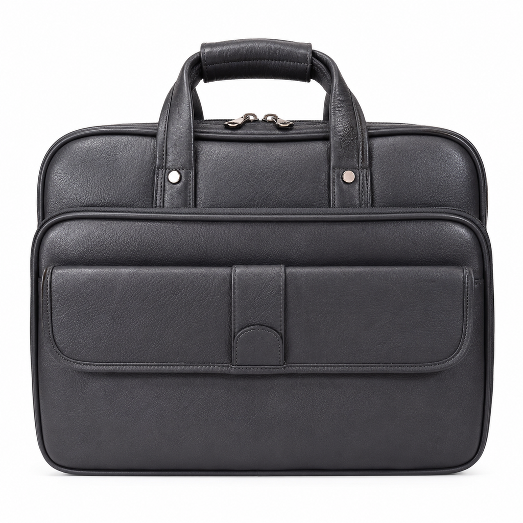 Luxcariiy Grey Genuine Leather Laptop Bag for Men | Premium Business Briefcase for 15.6 & 16 Inch Laptop | Professional Office Work Travel Messenger Bag