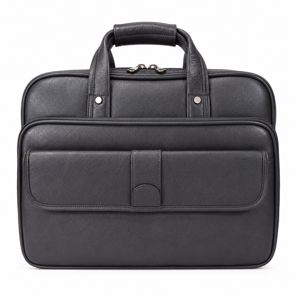 Luxcariiy Grey Genuine Leather Laptop Bag for Men | Premium Business Briefcase for 15.6 & 16 Inch Laptop | Professional Office Work Travel Messenger Bag
