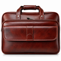 Luxcariiy Men’s Genuine Leather Laptop Bag – Chestnut Brown Professional Briefcase for Work, Office & Business Travel