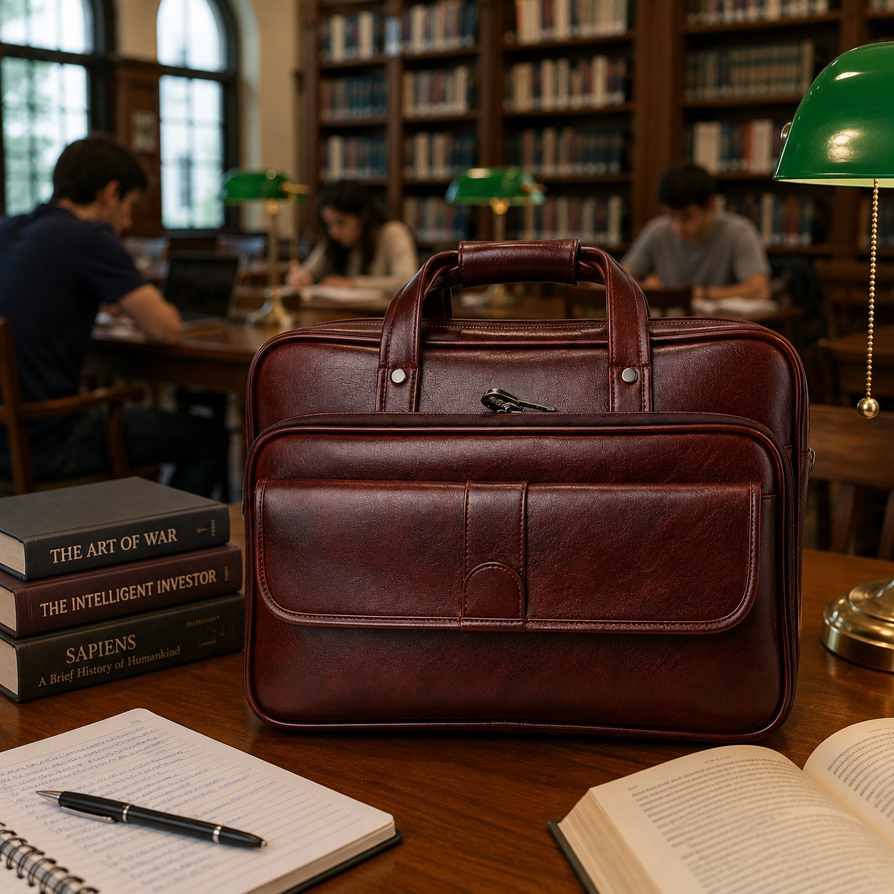 Luxcariiy Men’s Genuine Leather Laptop Bag – Chestnut Brown Professional Briefcase for Work, Office & Business Travel