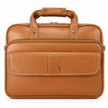 Luxcariiy Men’s Genuine Leather Laptop Bag – Tan Brown Professional Briefcase for Work, Office & Business Travel
