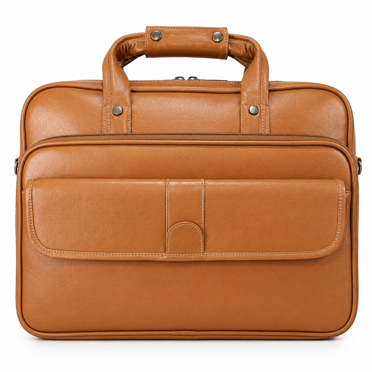 Luxcariiy Men’s Genuine Leather Laptop Bag – Tan Brown Professional Briefcase for Work, Office & Business Travel
